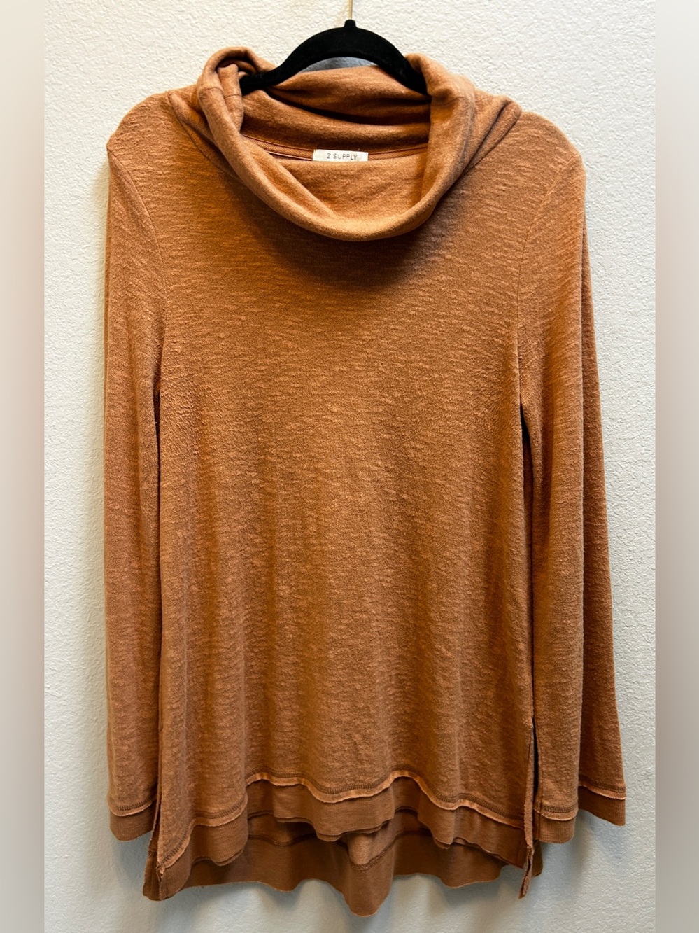 Z Supply Pink Orange Brown Cowl Neck Tunic Top Size Large